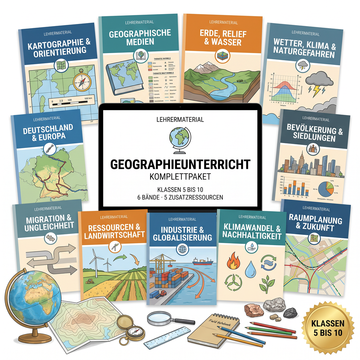 Geographieunterricht Komplettpaket für Klassen 5 bis 10