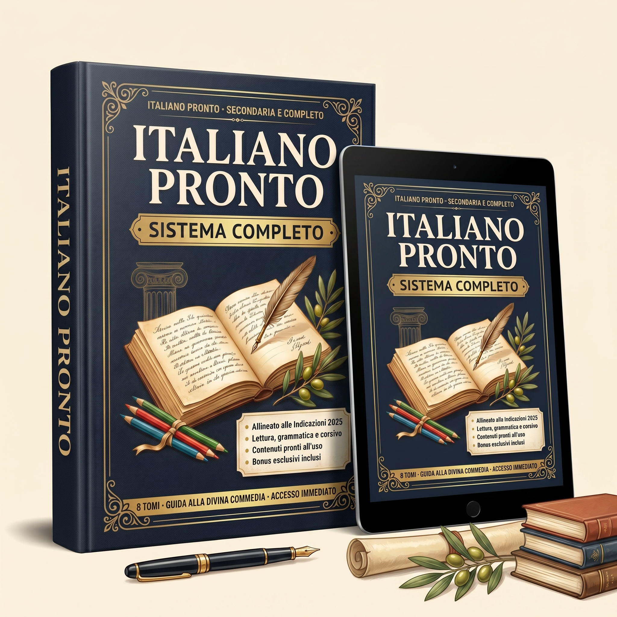 Italiano Pronto — Secondaria: copertina del sistema completo per la Scuola Media e il Liceo
