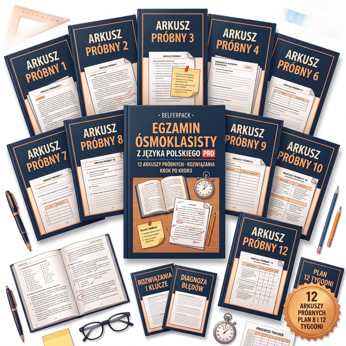 Egzamin ósmoklasisty z języka polskiego PRO: 12 arkuszy próbnych